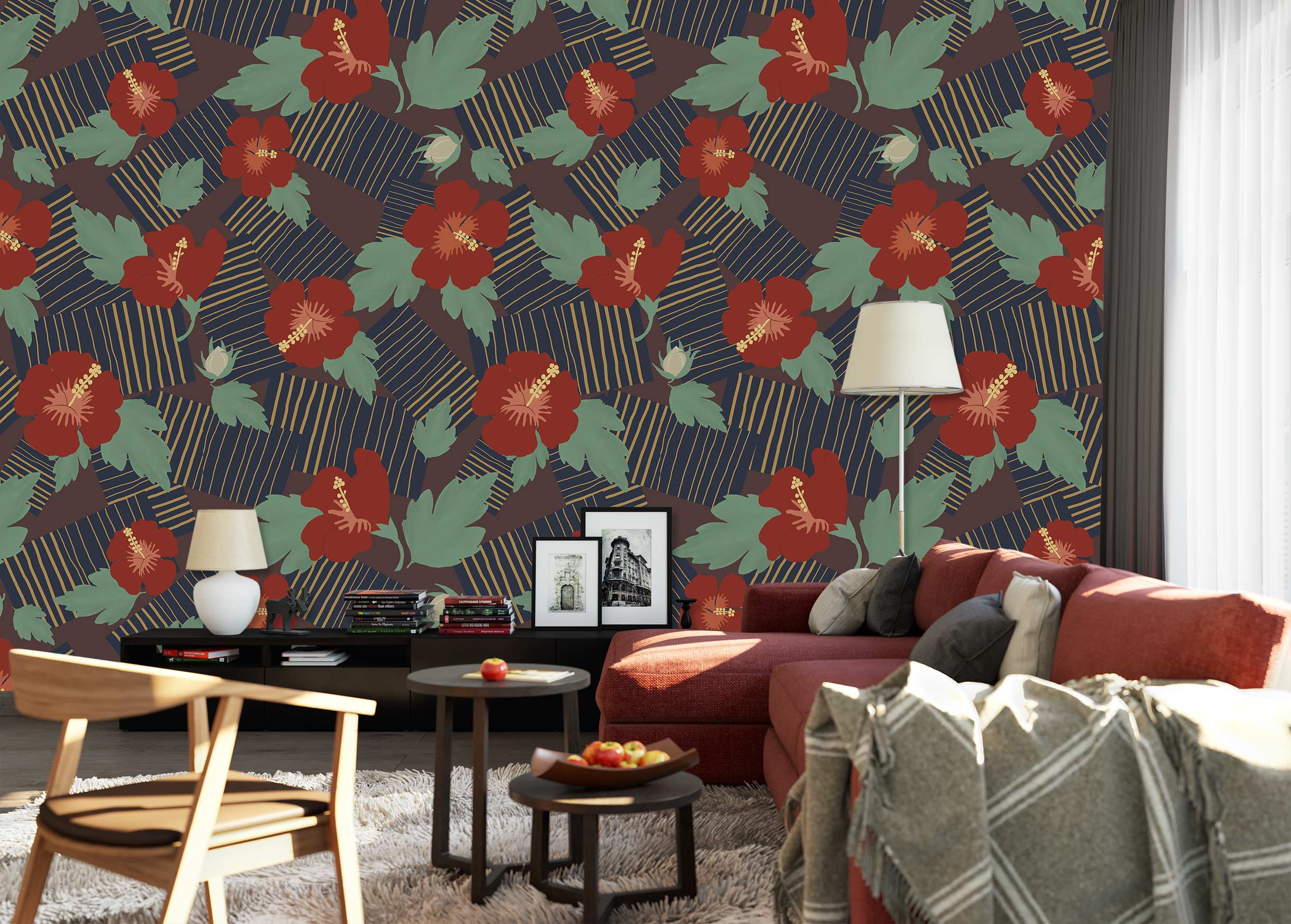 3D Red Flowers 98133 Kasumi Loffler Wall Mural Wall Murals