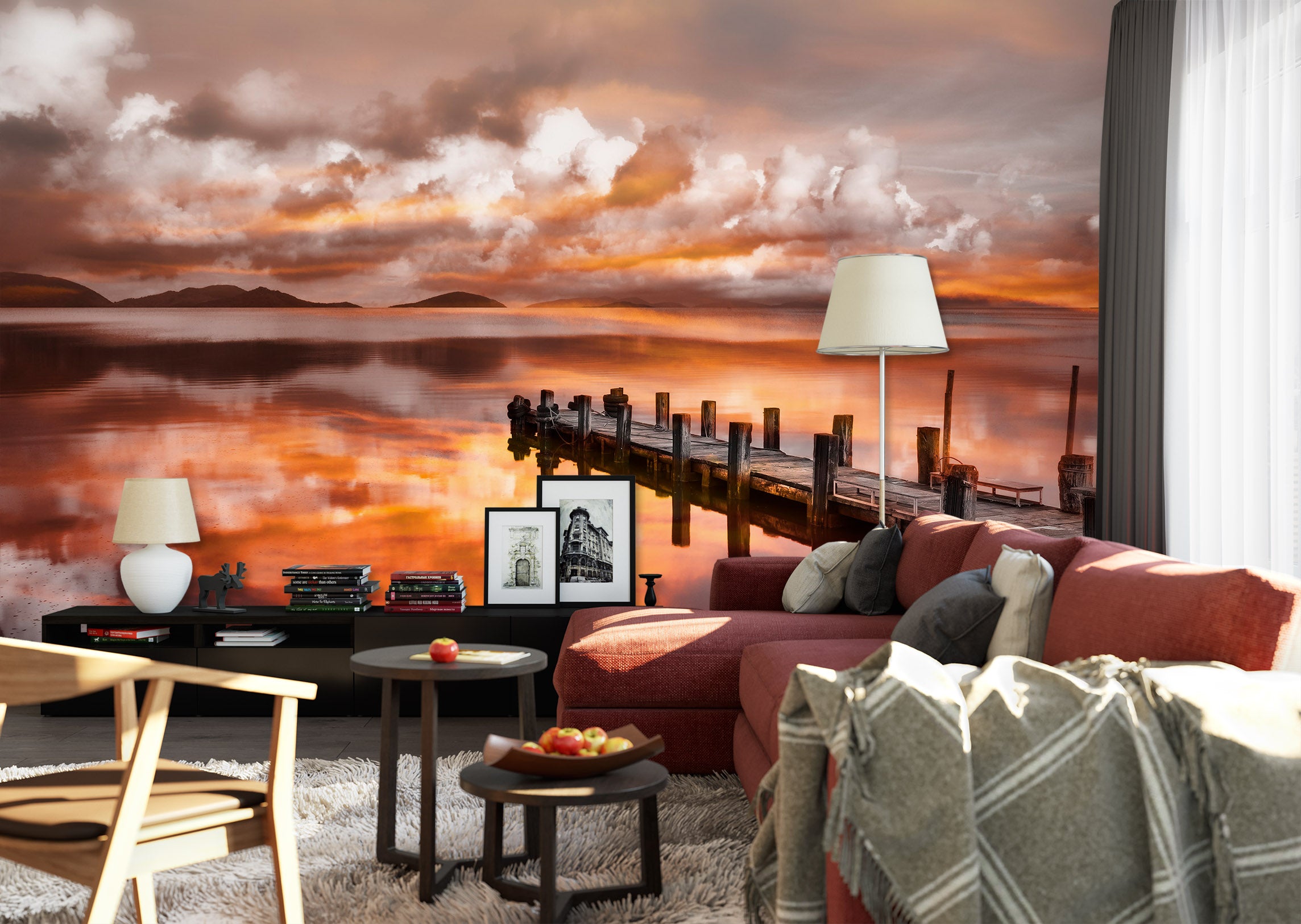 3D Red Sky 1433 Marco Carmassi Wall Mural Wall Murals