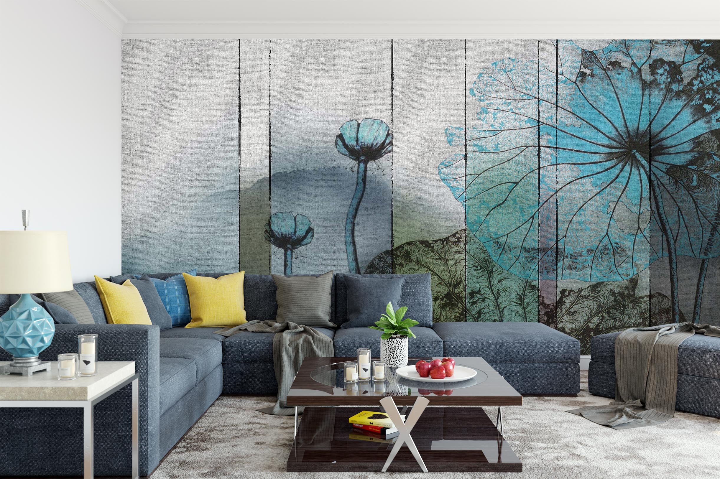 3D Ink Painting Lotus 1510 Wall Murals