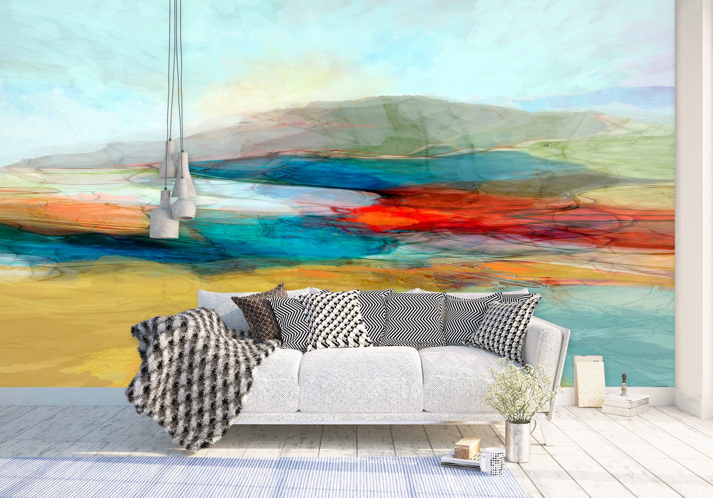 3D Colored Lake 1547 Michael Tienhaara Wall Mural Wall Muralss