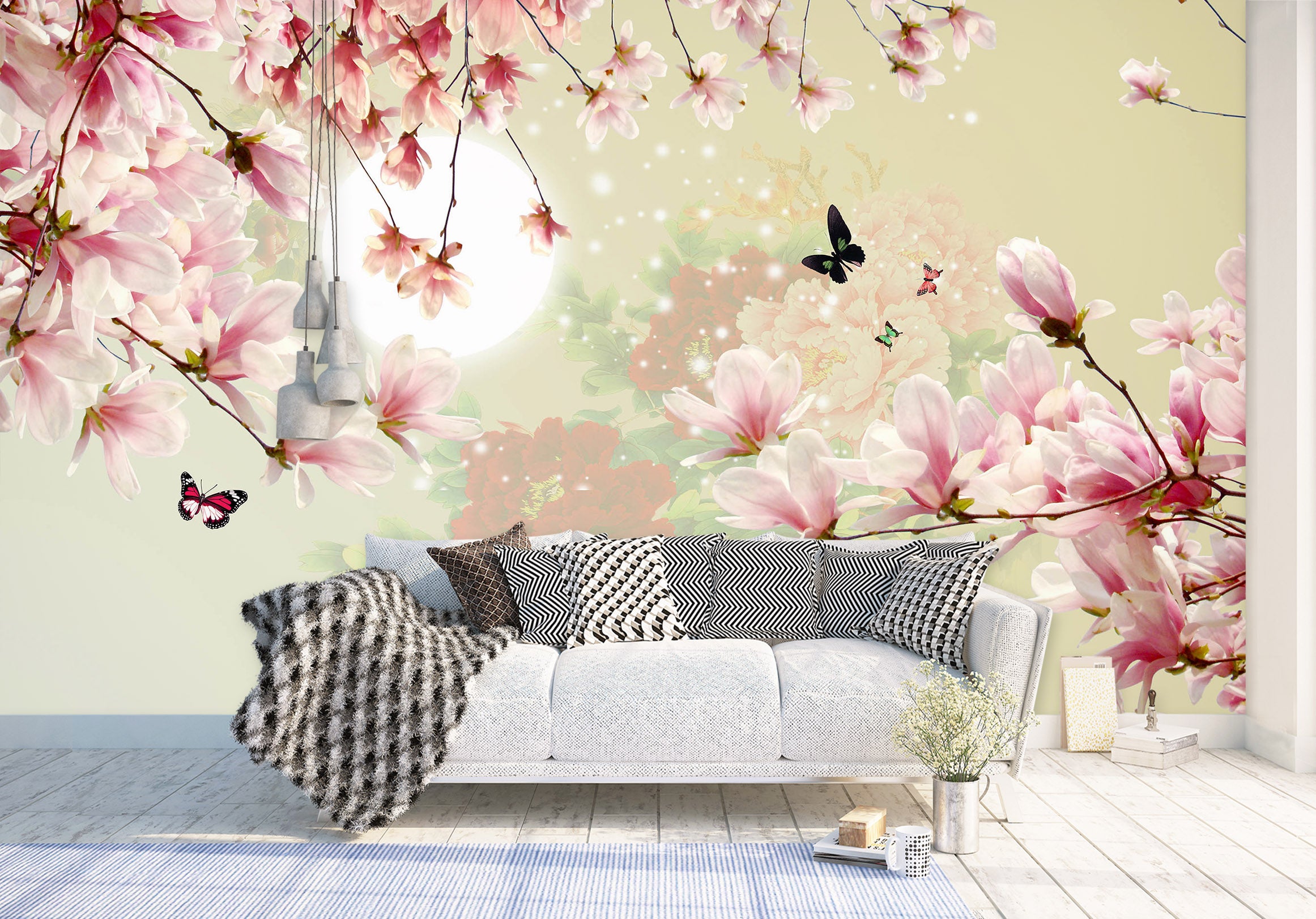 3D Magnolia Moon 1521 Wall Murals