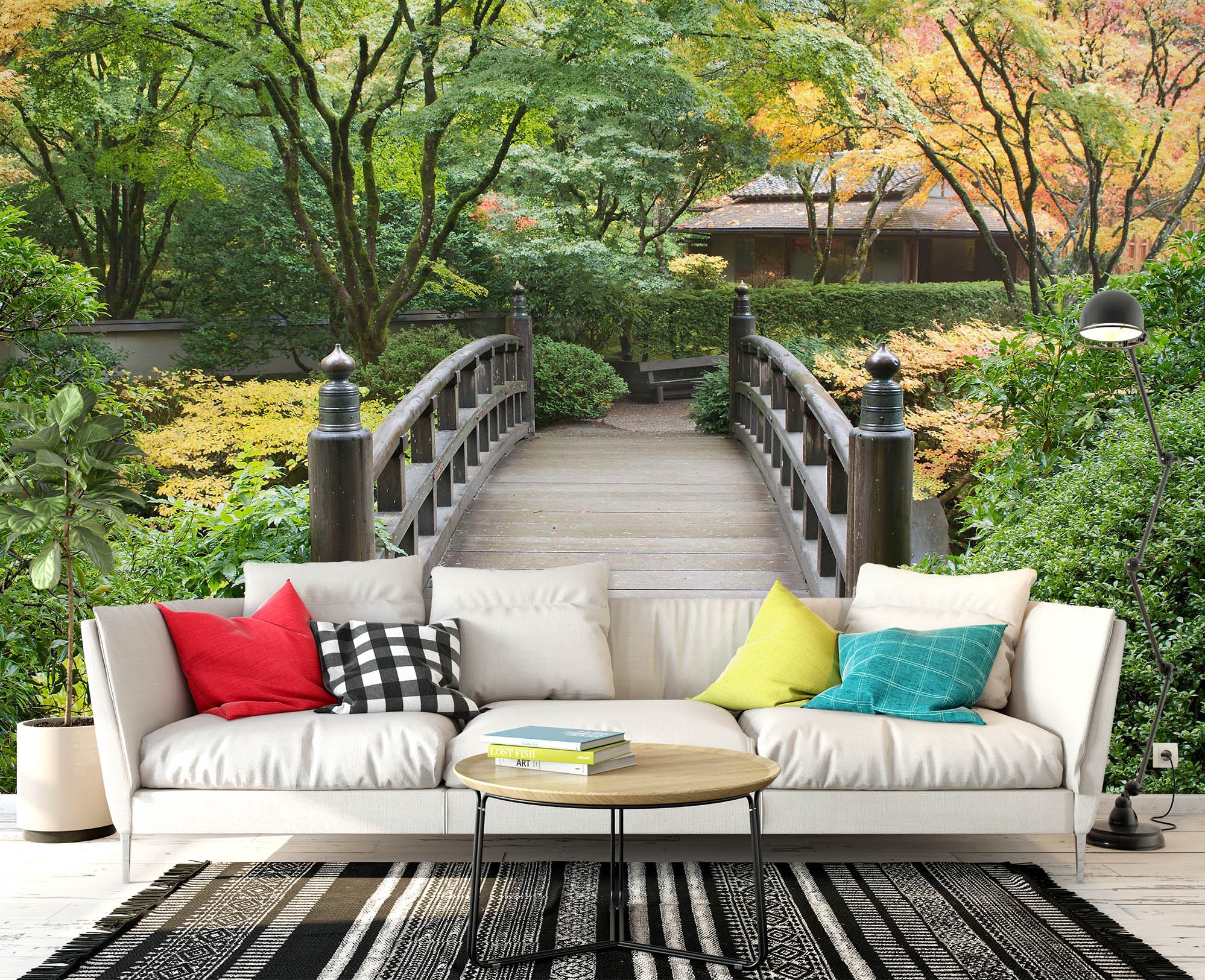 3D Wood Bridge 1500 Wall Murals