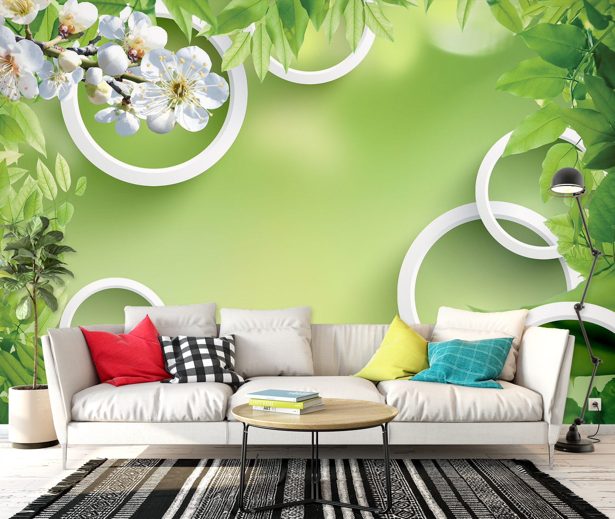 3D Green Leaf 1496 Wall Murals