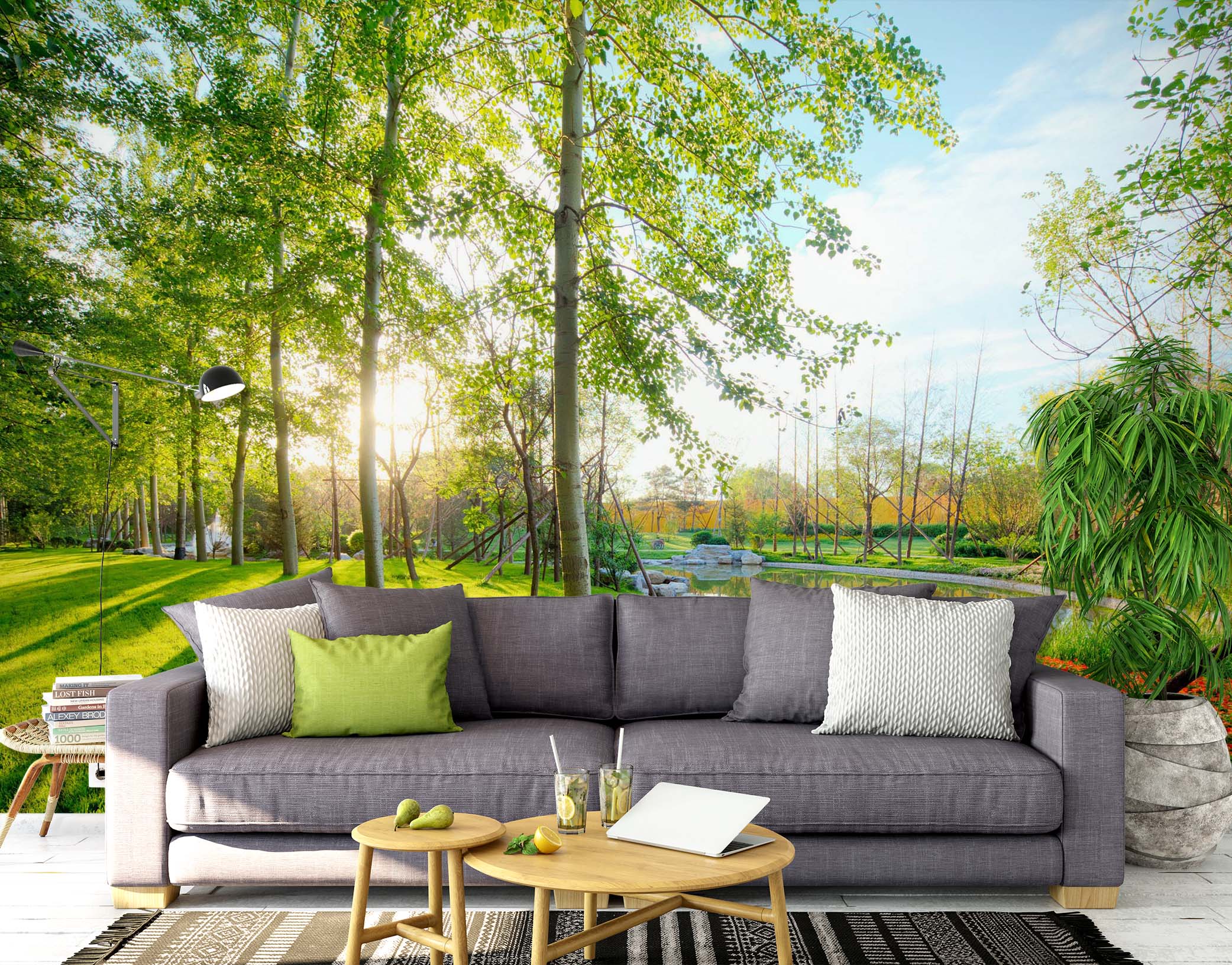 3D Woods Sun 1509 Wall Murals