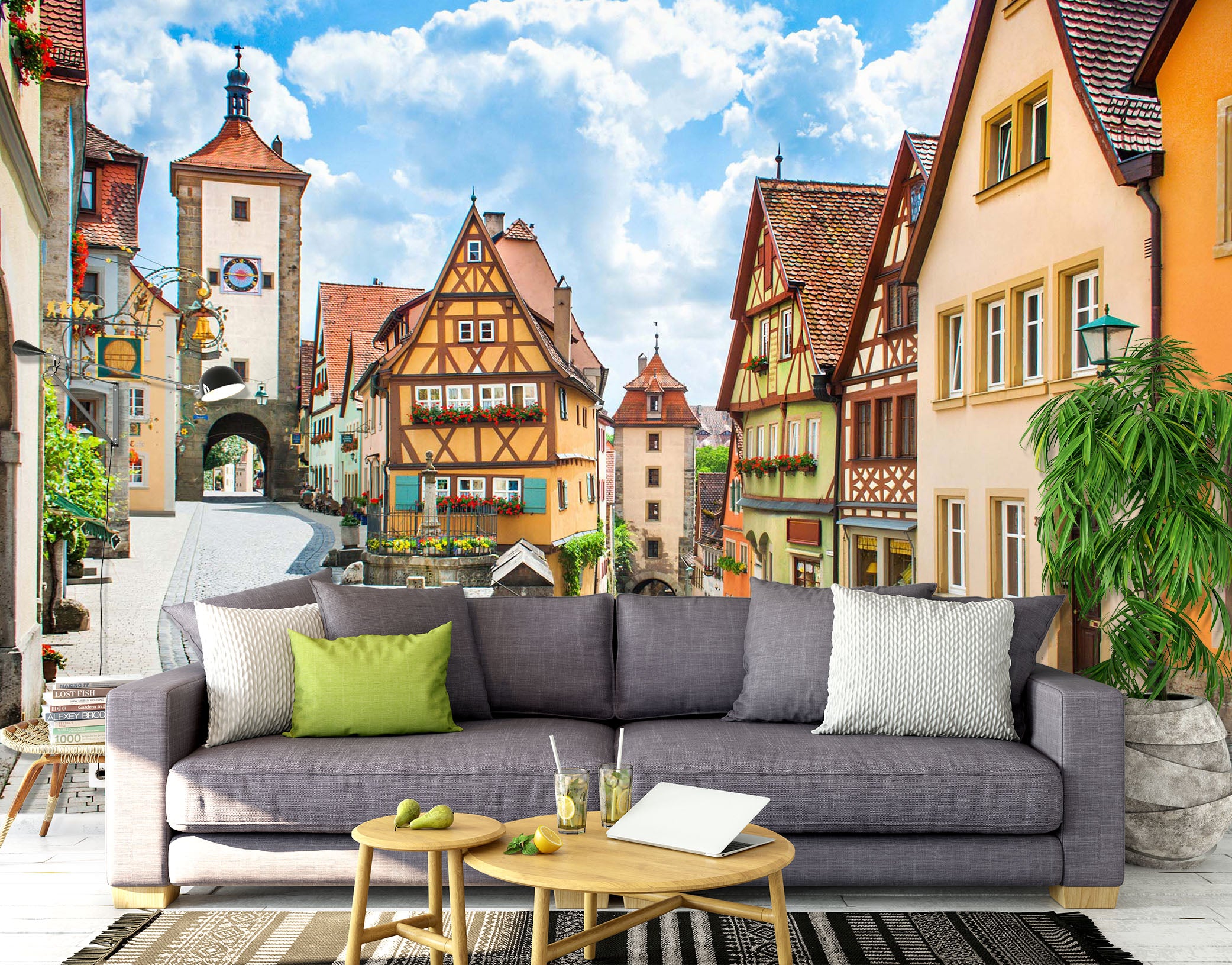 3D Small Town Street 1448 Wall Murals