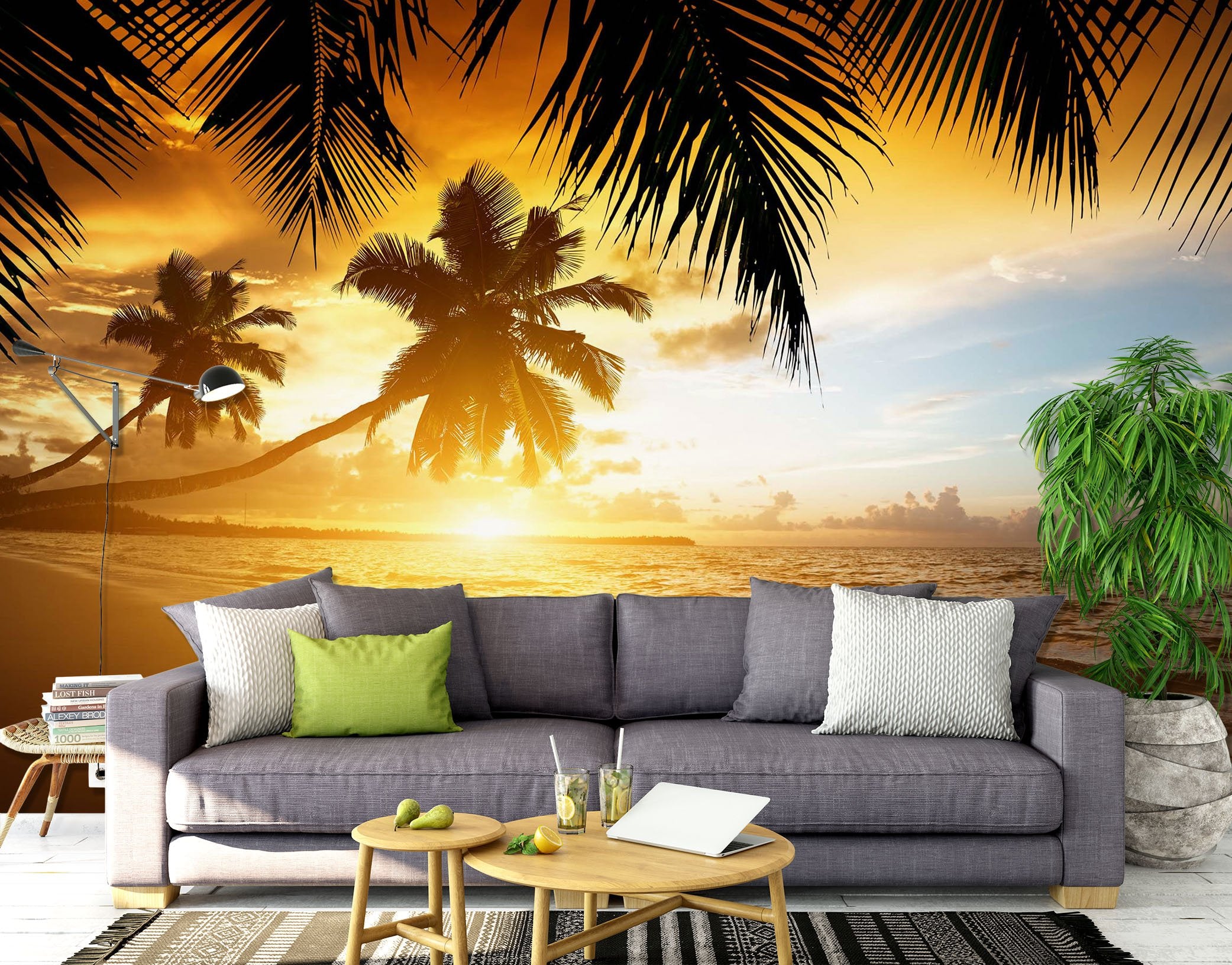 3D Beach Sunset 1517 Wall Murals Wallpaper AJ Wallpaper 2