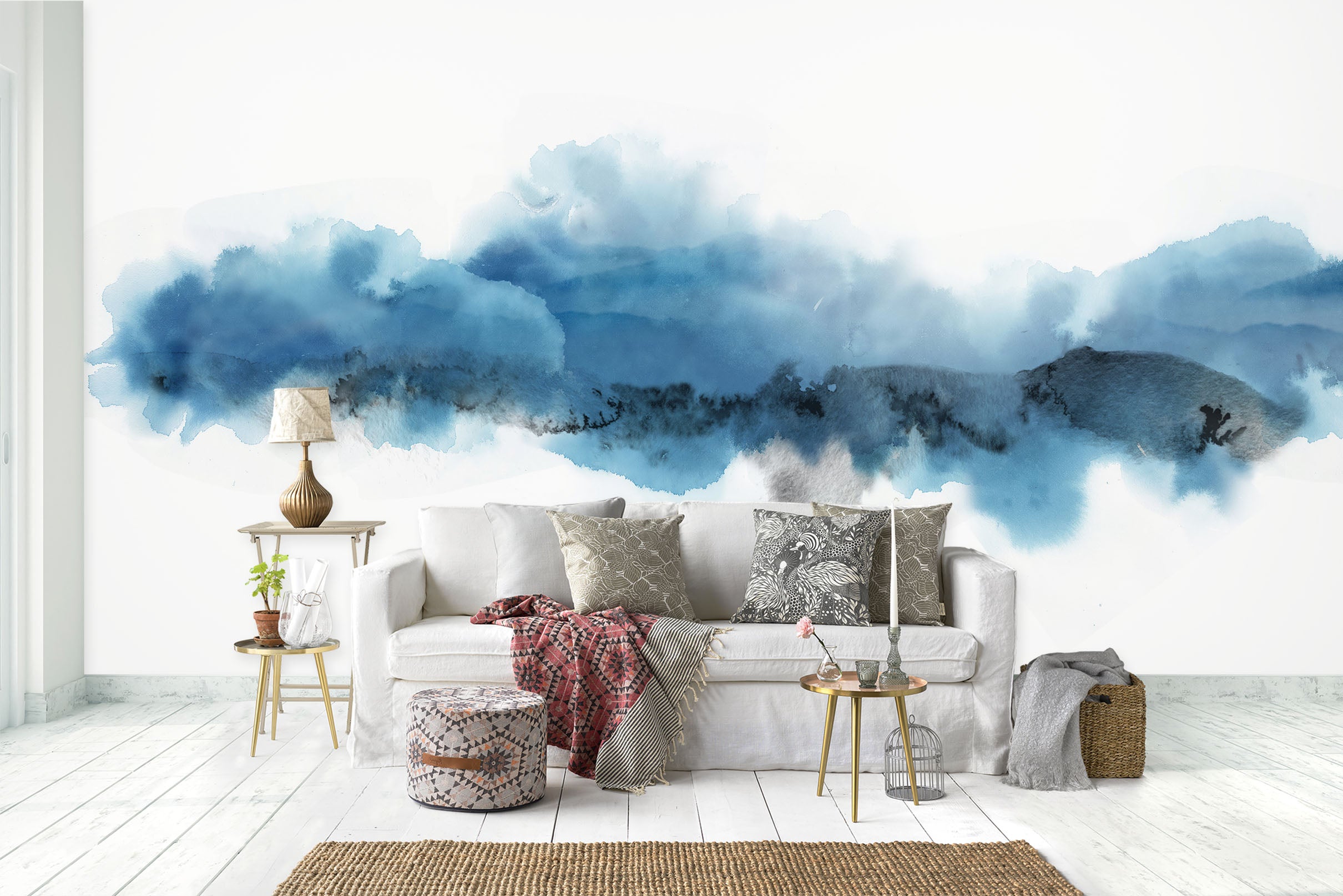 3D Blue Ink Pattern 1424 Wall Murals