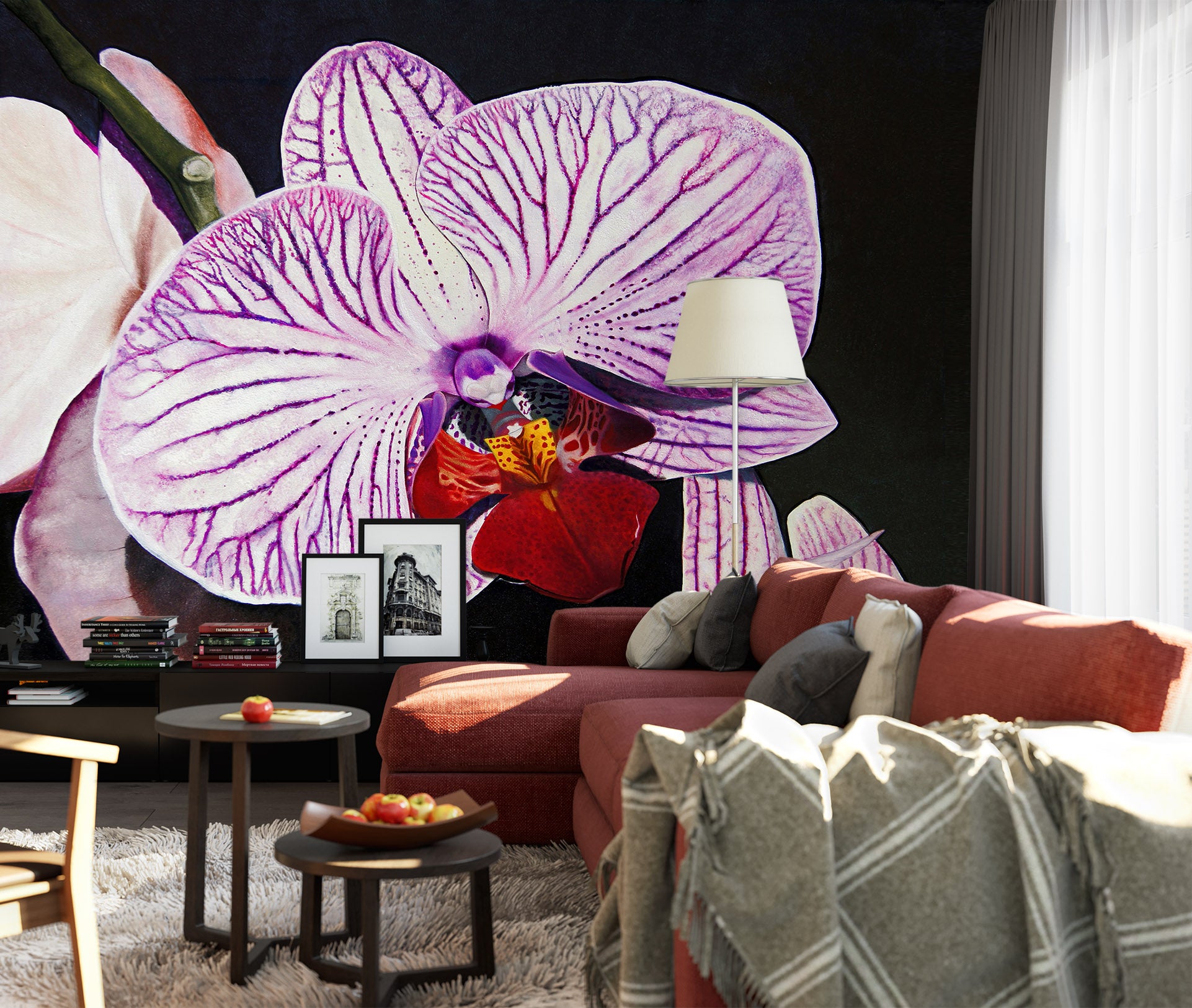 3D Purple Flowers 11107 Matthew Holden Bates Wall Mural Wall Murals