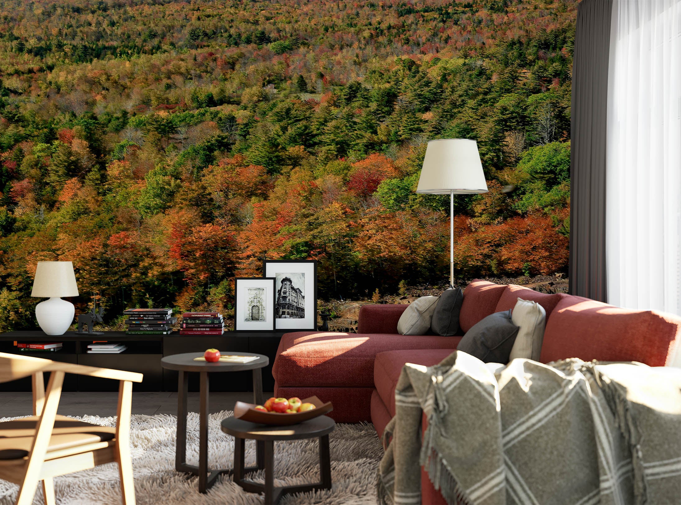 3D Red Orange Striation 62091 Kathy Barefield Wall Mural Wall Murals