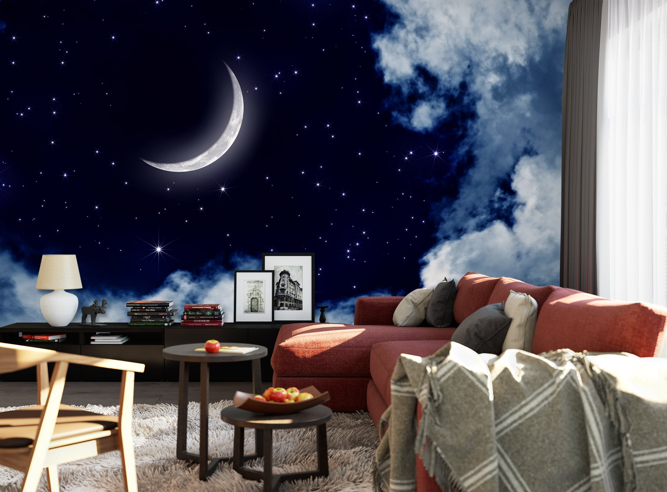 3D Moon Cloud 1115 Wall Murals