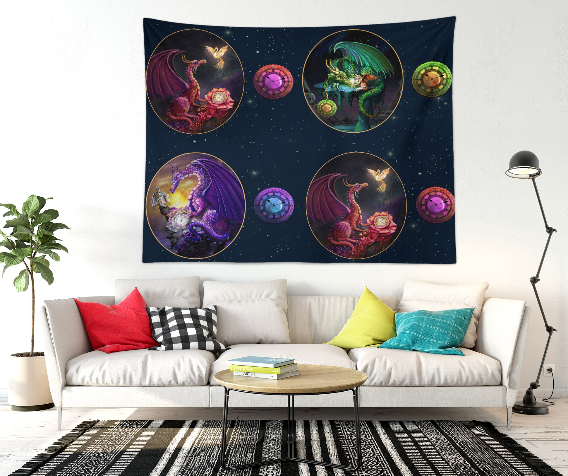 3D Star Dragon 948 Rose Catherine Khan Tapestry Hanging Cloth Hang