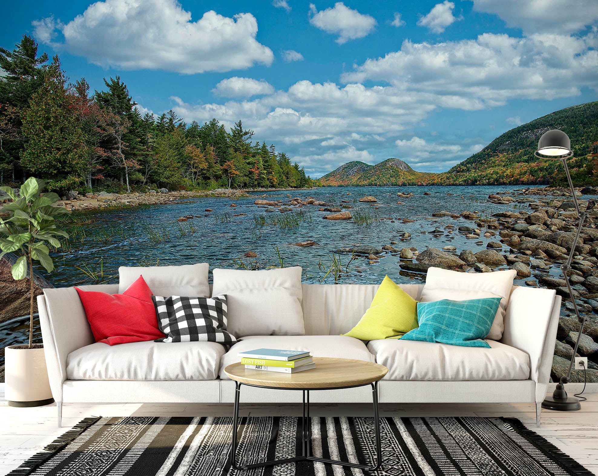 3D Mountain River 62083 Kathy Barefield Wall Mural Wall Murals