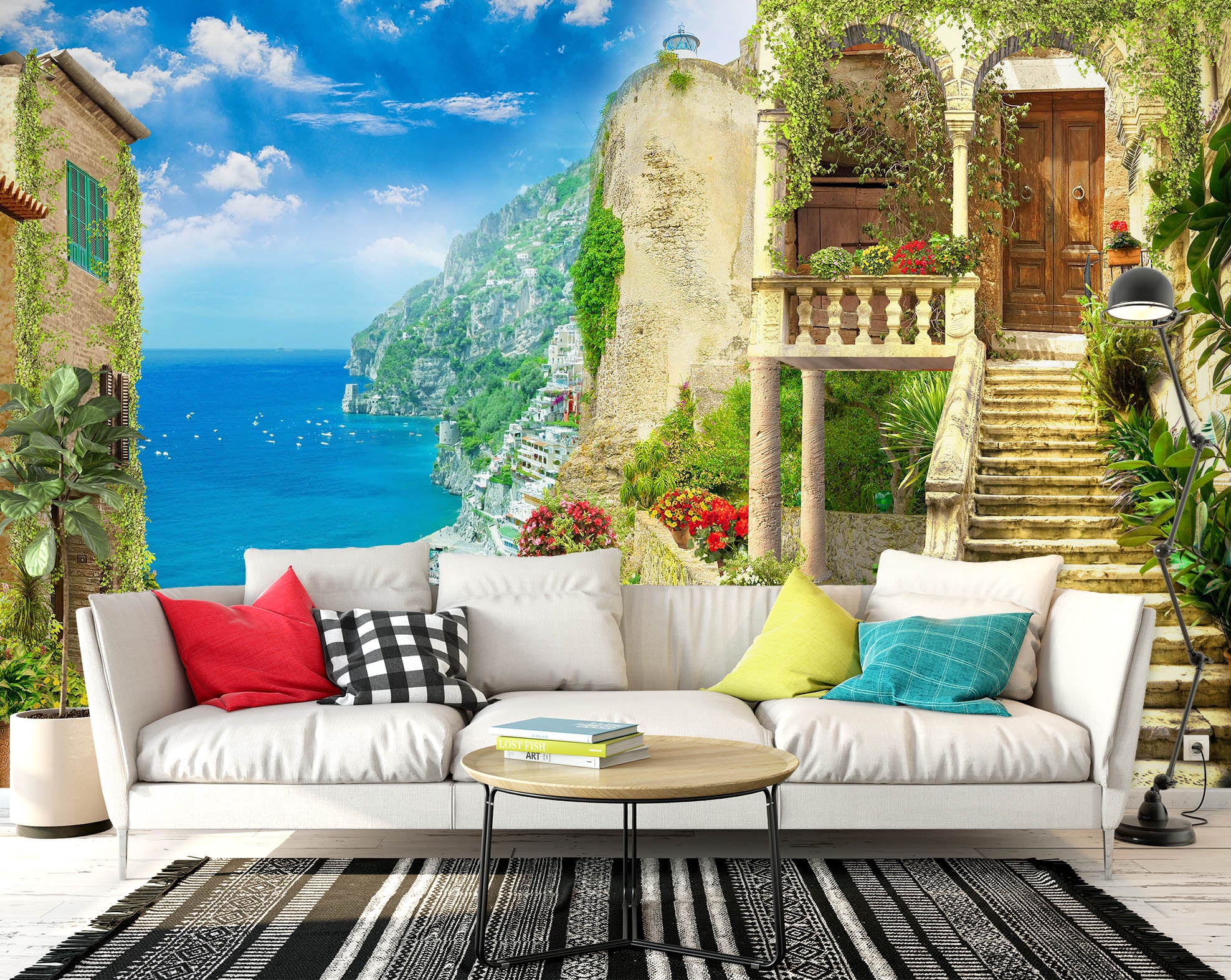 3D Sea Mountain Houses 57163 Wall Murals