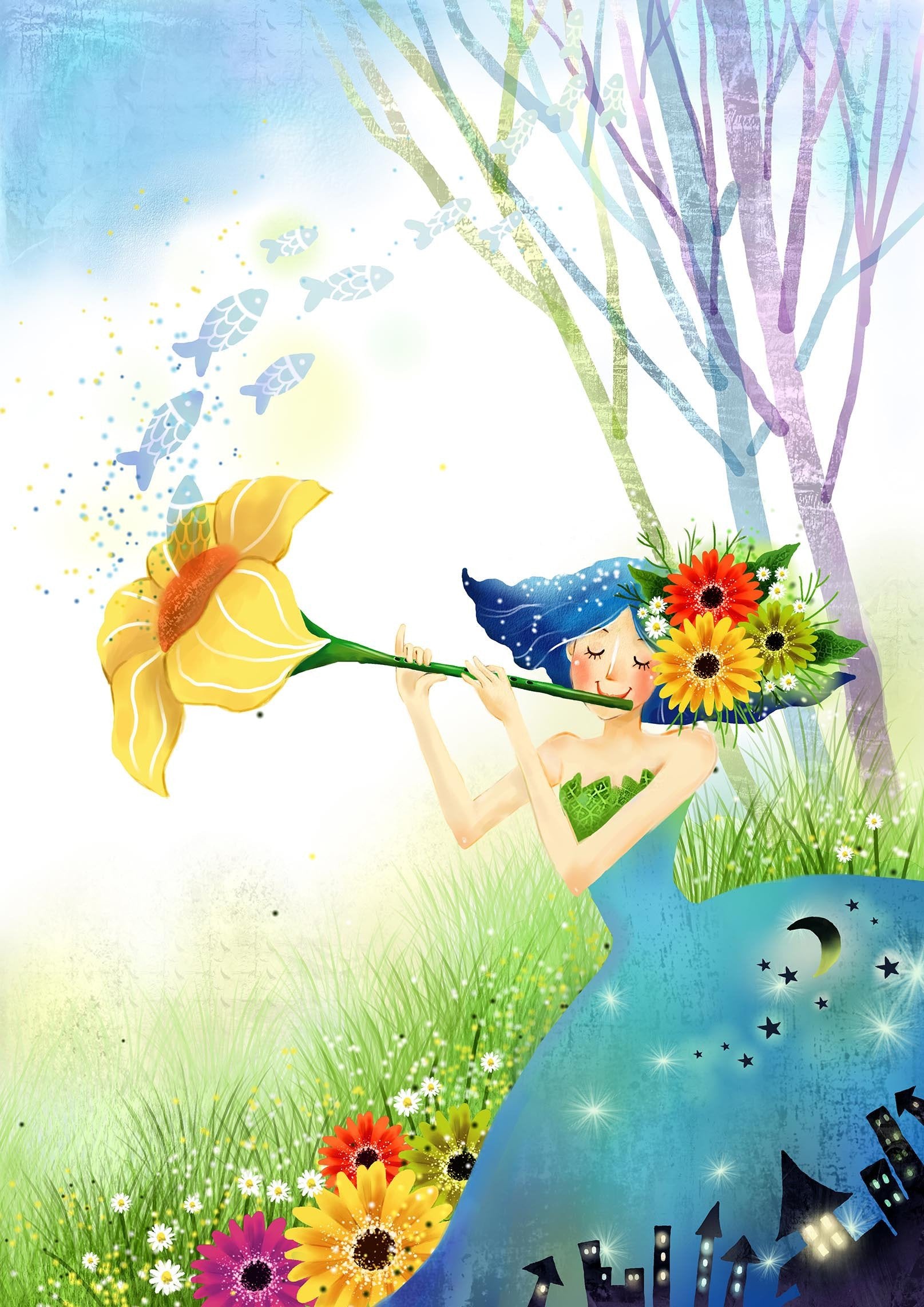 3D Beautiful Flower Fairy 1103 Stair Risers Wallpaper AJ Wallpaper