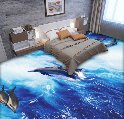 3D Lively Dolphins 153 Floor Mural Wallpaper AJ Wallpaper 2