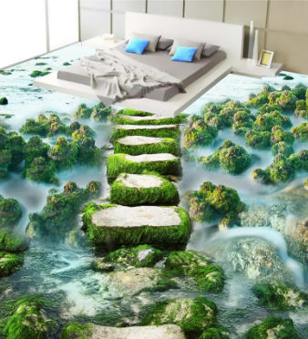 3D Stone Moss 395 Floor Mural Wallpaper AJ Wallpaper 2