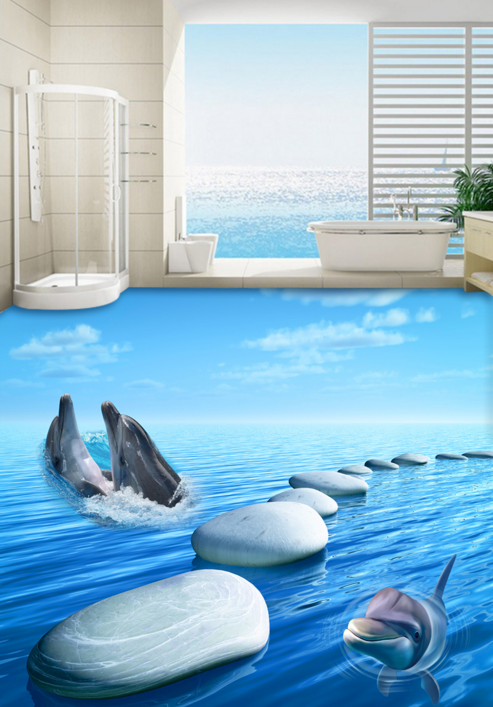 3D White Sea Stones 390 Floor Mural Wallpaper Murals Rug & Mat Print Epoxy waterproof bath floor