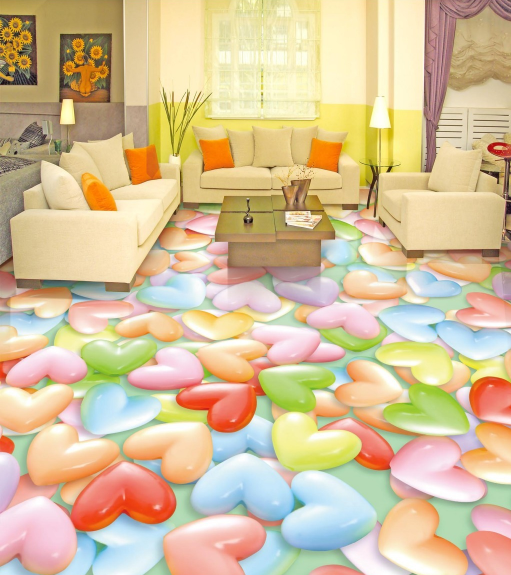 3D Colorful Hearts 3176 Floor Mural Wallpaper AJ Wallpaper 2