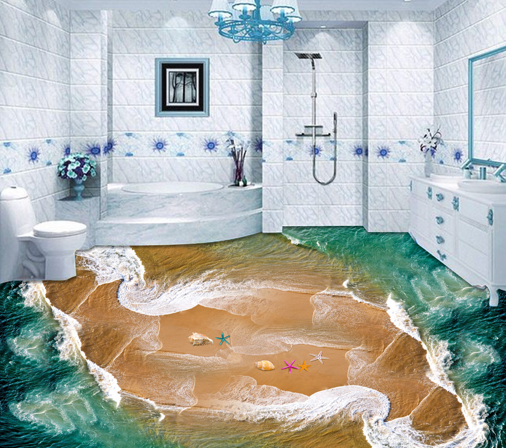 3D Shallow Waves 590 Floor Mural Wallpaper Murals Rug & Mat Print Epoxy waterproof bath floor