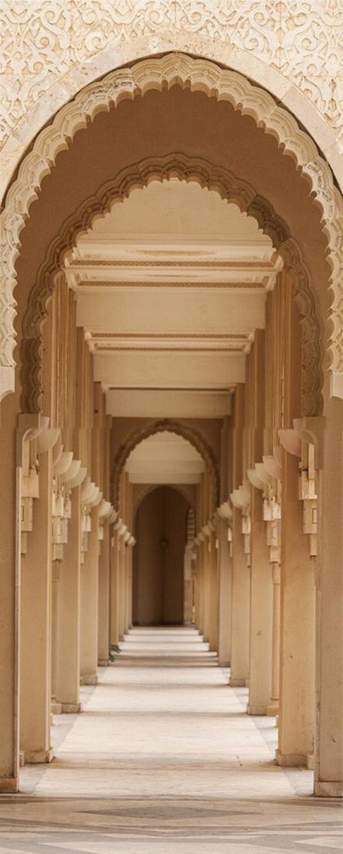 3D urban corridor door mural Wallpaper AJ Wallpaper