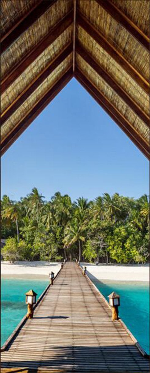 3D bridge over the lake door mural Wallpaper AJ Wallpaper