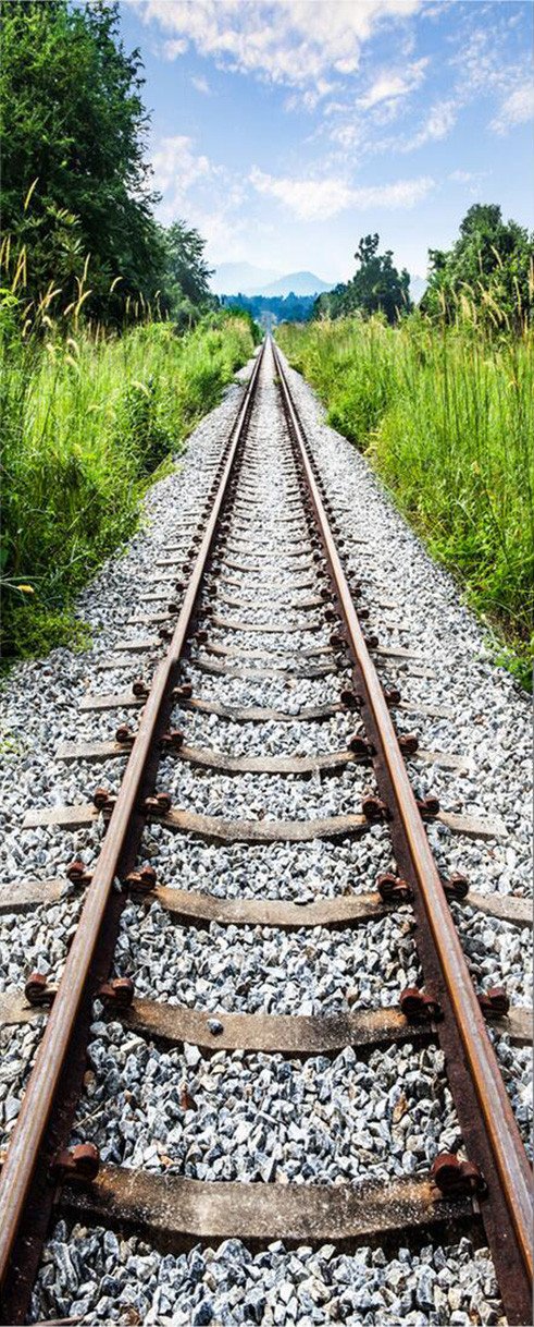 3D rail sky door mural Wallpaper AJ Wallpaper