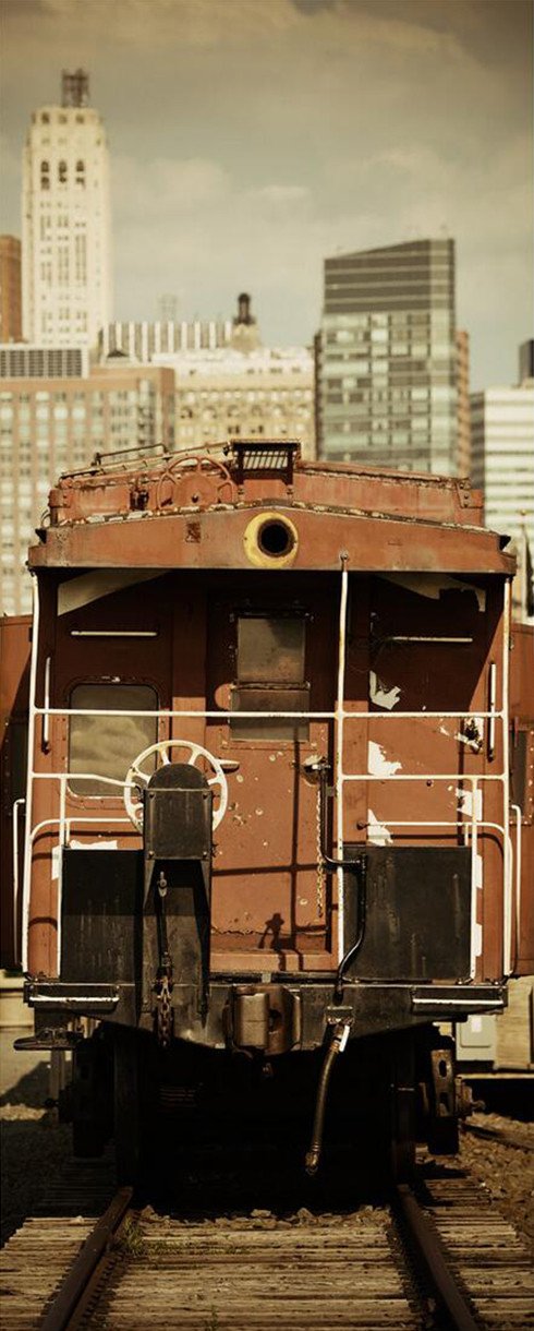 3D red rail house door mural Wallpaper AJ Wallpaper