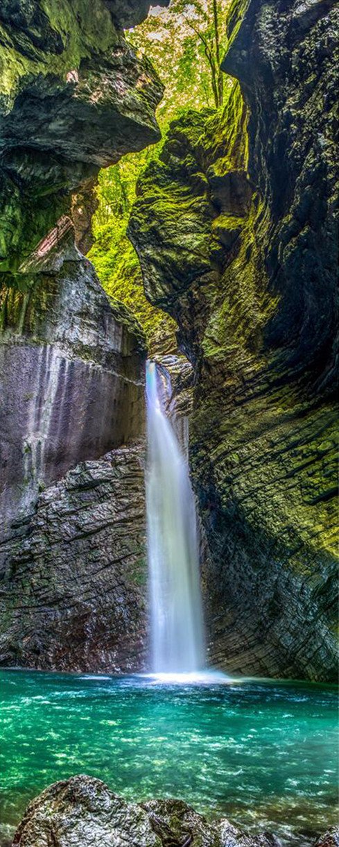 3D high mountains and Running water door mural Wallpaper AJ Wallpaper