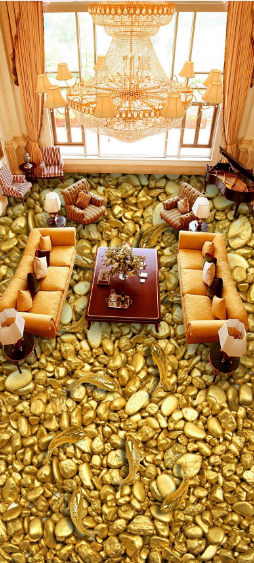 3D Golden River 078 Floor Mural Wallpaper AJ Wallpaper 2