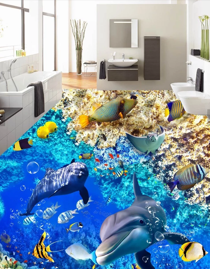 3D Sea Fish 514 Floor Mural Wallpaper Murals Rug & Mat Print Epoxy waterproof bath floor