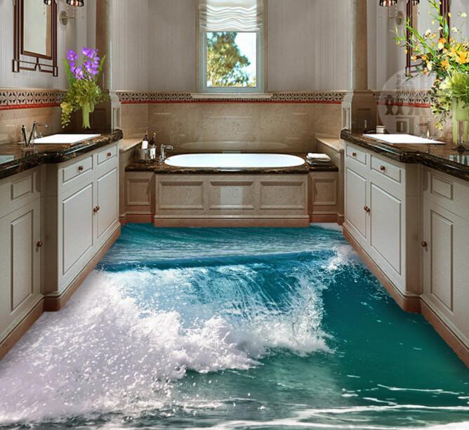 3D Rolling Waves Floor Mural Wallpaper AJ Wallpaper 2