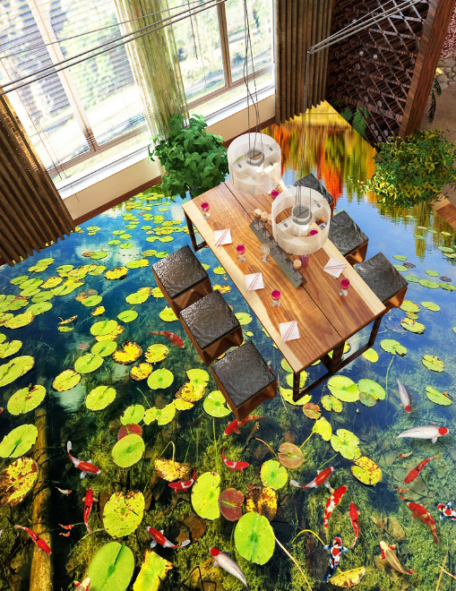 3D Drifting Lotus Leaf 294 Floor Mural Wallpaper AJ Wallpaper 2