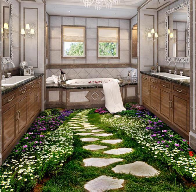 3D Garden Stone Path Floor Mural Wallpaper AJ Wallpaper 2