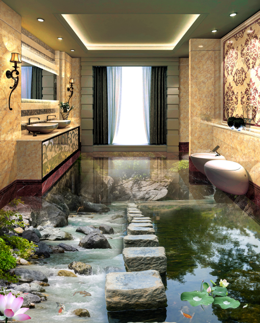3D Stepping Stone 312 Floor Mural Wallpaper AJ Wallpaper 2