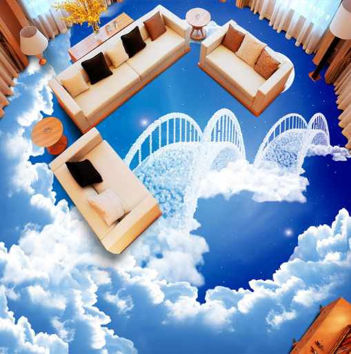 3D Cloud Bridge 117 Floor Mural Wallpaper AJ Wallpaper 2