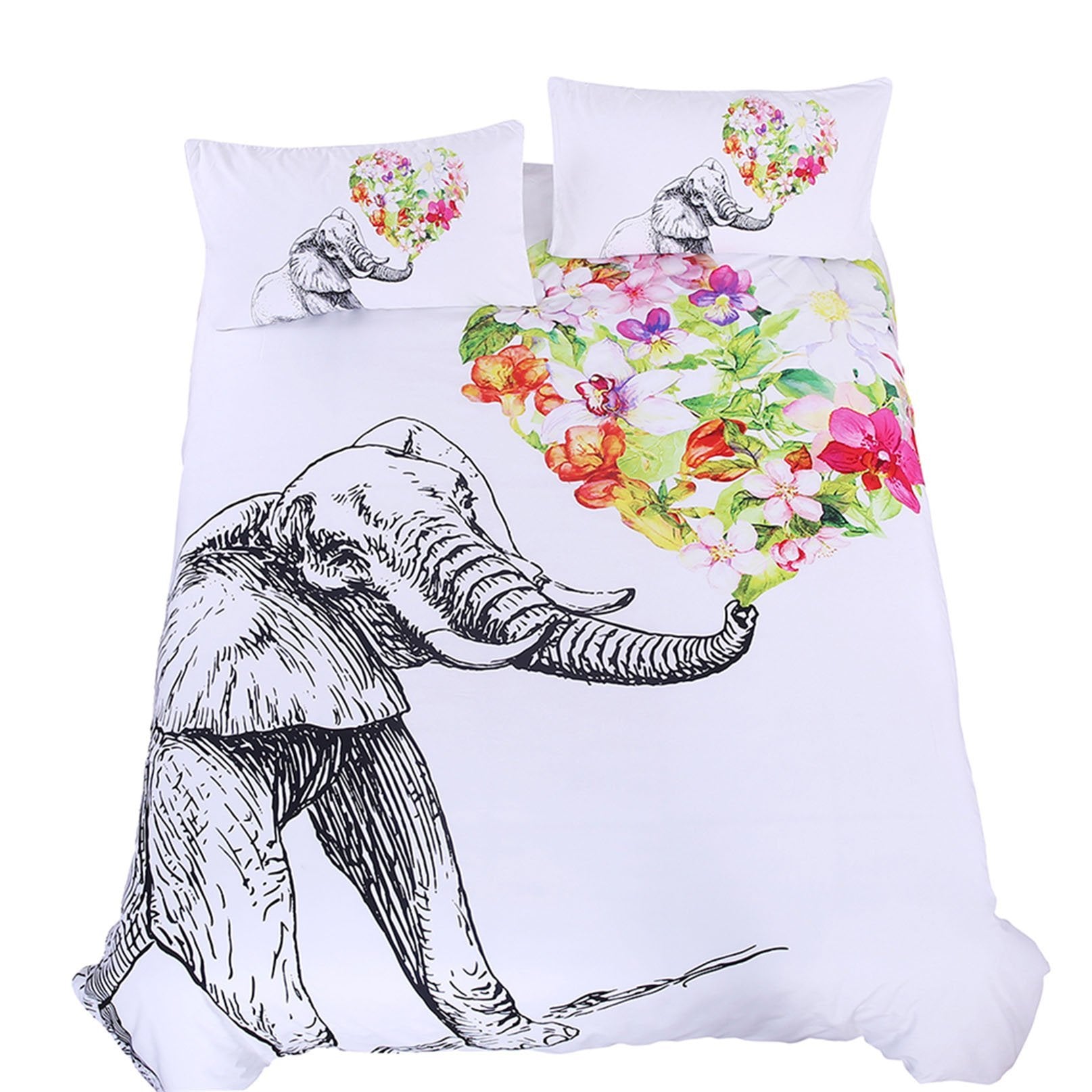 3D Flowers Elephant 205 Bed Pillowcases Quilt Wallpaper AJ Wallpaper
