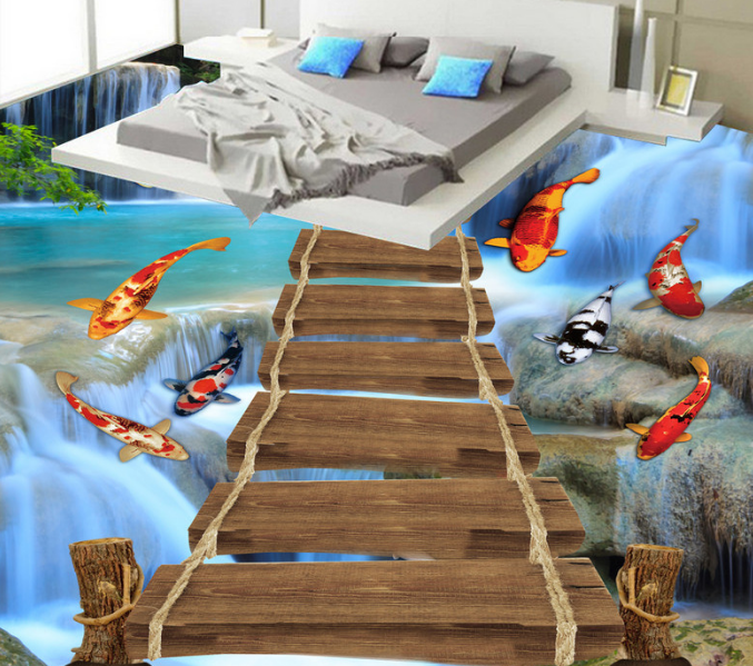 3D Wooden Bridge 306 Floor Mural Wallpaper AJ Wallpaper 2