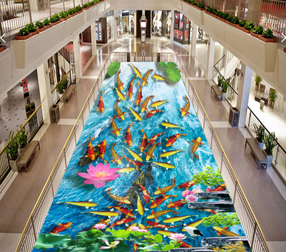 3D Lotus Koi 586 Floor Mural Wallpaper Murals Rug & Mat Print Epoxy waterproof bath floor