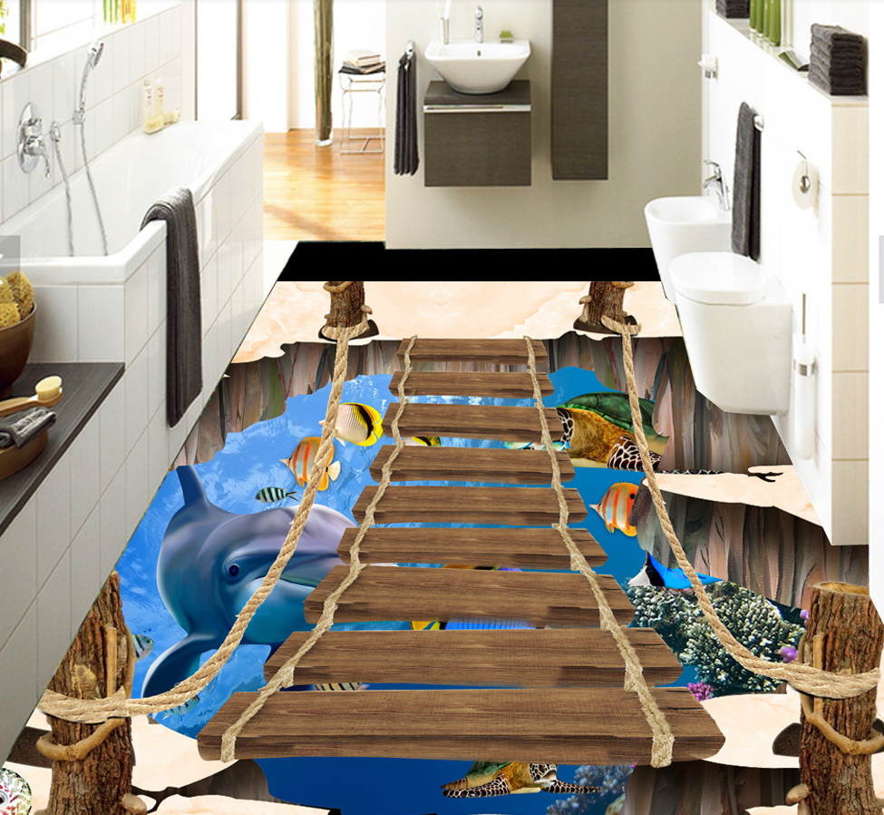 3D Ocean Wooden Bridge 576 Floor Mural Wallpaper Murals Rug & Mat Print Epoxy waterproof bath floor