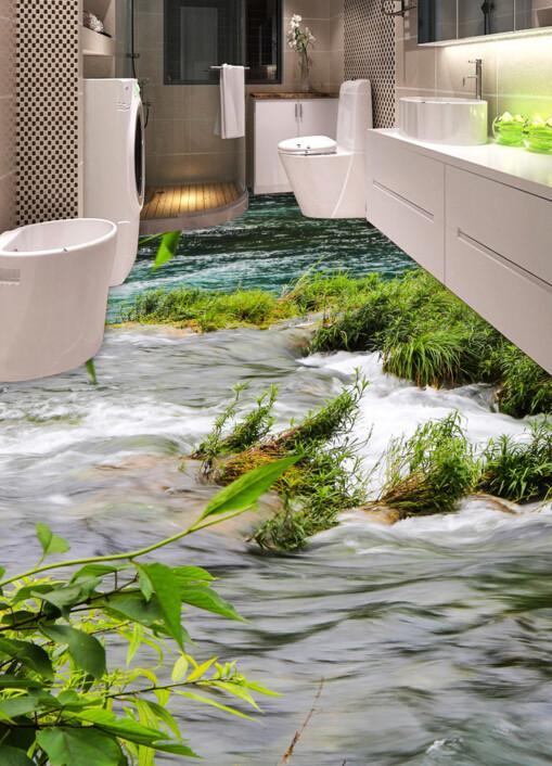 3D Broad River Floor Mural Wallpaper AJ Wallpaper 2