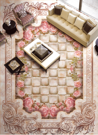 3D Flowers 009 Floor Mural Wallpaper AJ Wallpaper 2