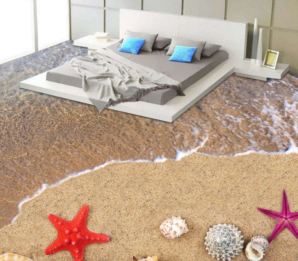 3D Red Starfish 605 Floor Mural Wallpaper Murals Rug & Mat Print Epoxy waterproof bath floor