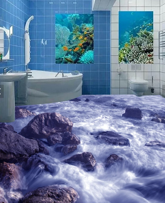 3D Rapids River Water 508 Floor Mural Wallpaper Murals Rug & Mat Print Epoxy waterproof bath floor