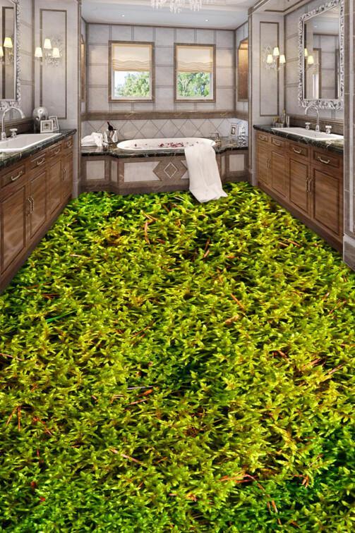 3D Green Plants Floor Mural Wallpaper AJ Wallpaper 2
