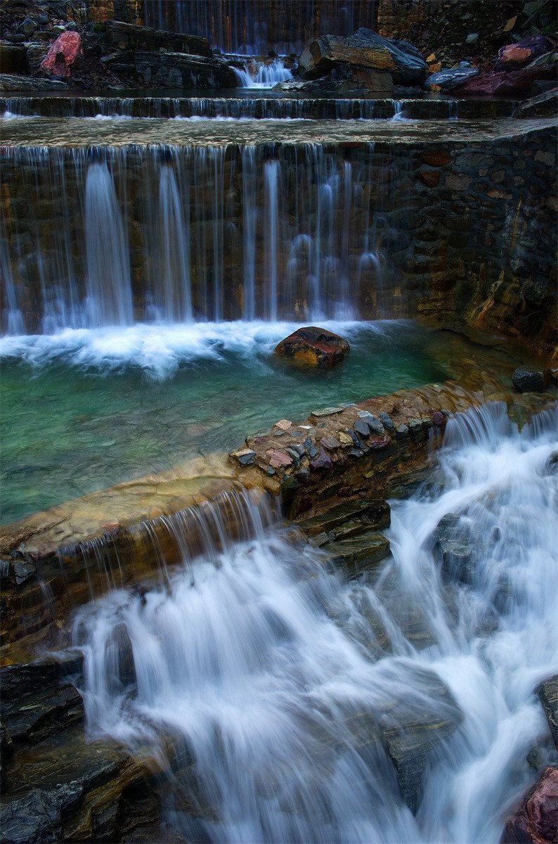 3D River Water Curtains 420 Stair Risers Wallpaper AJ Wallpaper