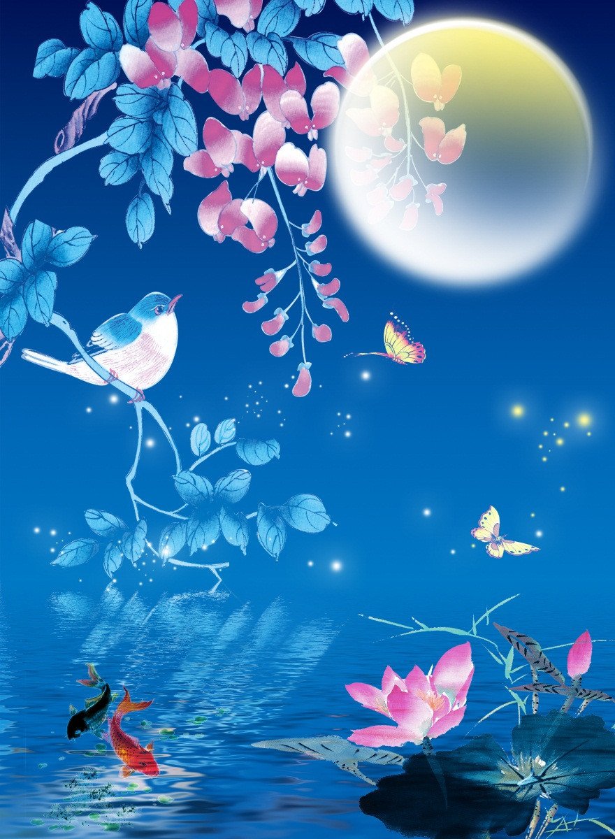 3D Full Moon Night Scenery 309 Stair Risers Wallpaper AJ Wallpaper