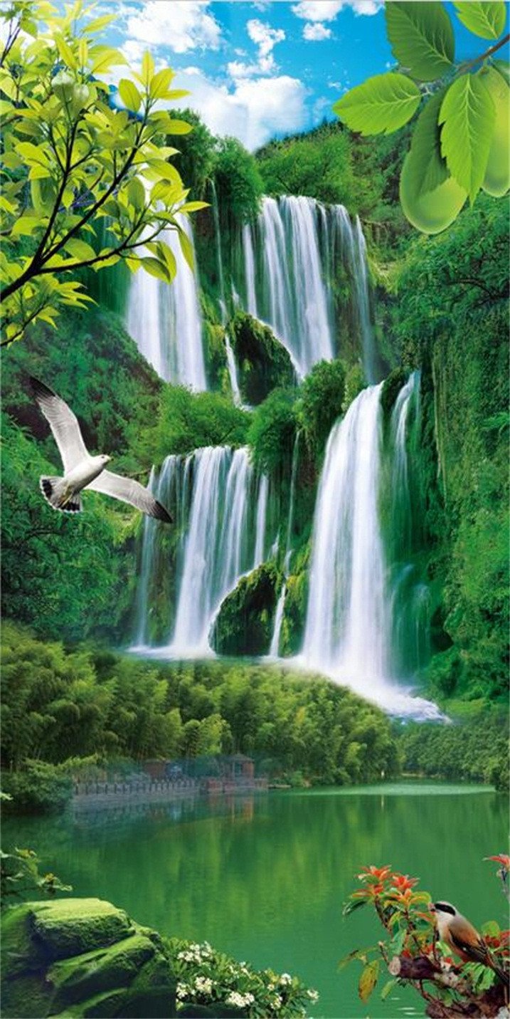 3D Mountains Waterfalls 324 Stair Risers Wallpaper AJ Wallpaper