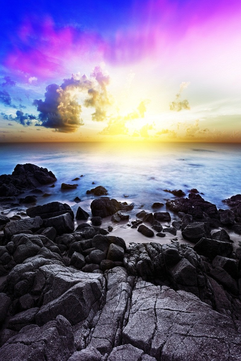 3D Sea Coast Stones Sunrise 503 Stair Risers Wallpaper AJ Wallpaper