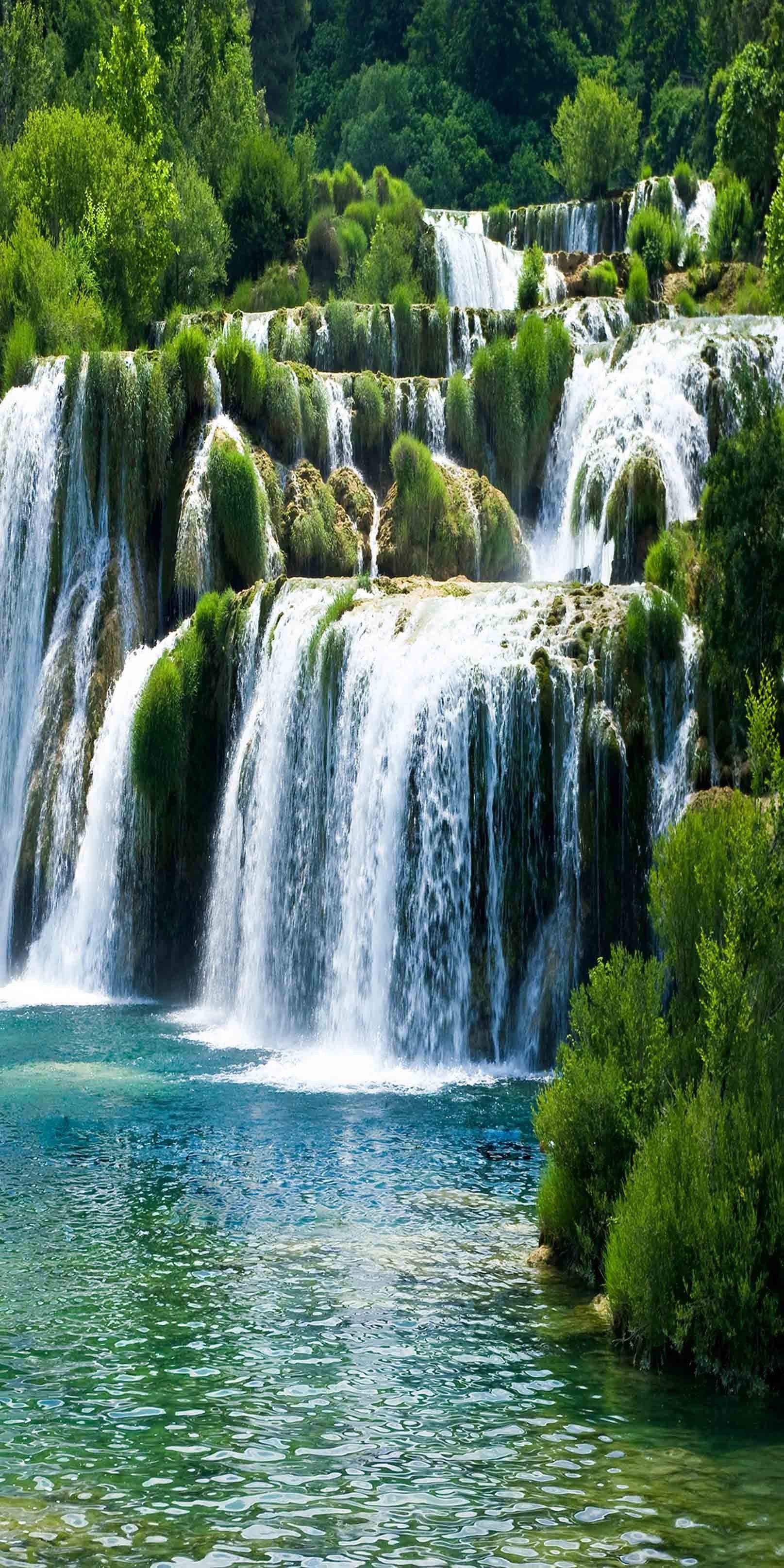 3D Waterfall Green Plants 824 Stair Risers Wallpaper AJ Wallpaper