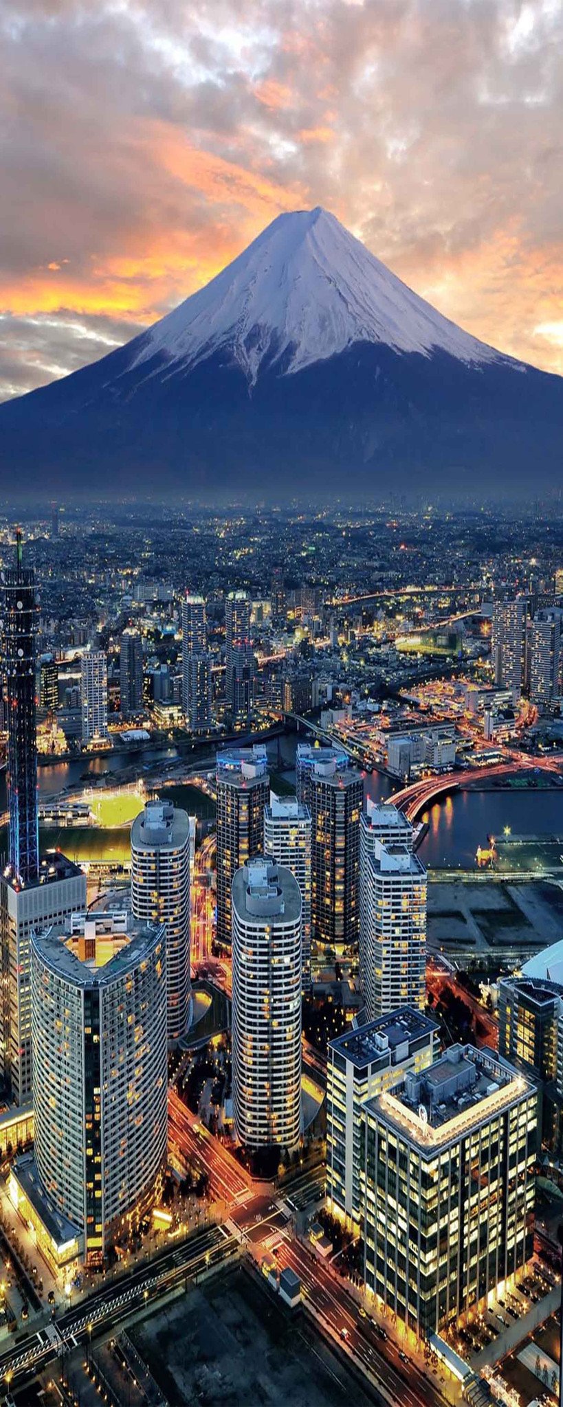 3D Mount Fuji City 952 Stair Risers Wallpaper AJ Wallpaper